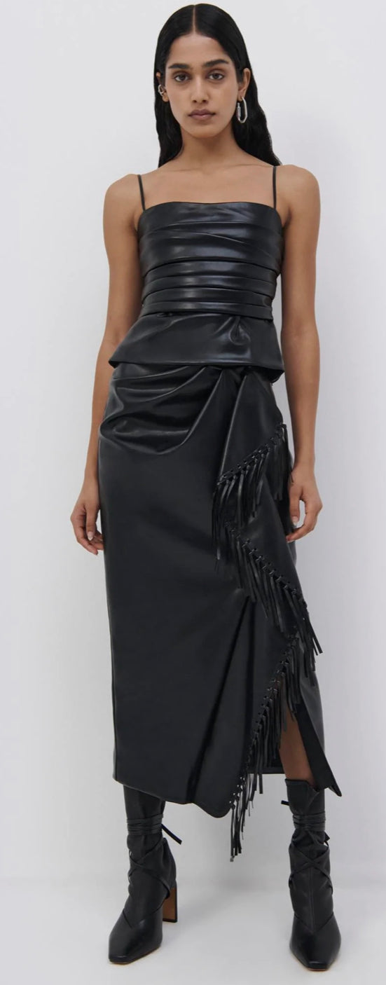 Jonathan Simkhai - Sabine Vegan Leather Wrap Skirt - Black