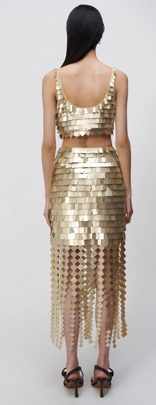 Jonathan Simkhai - Lucee Sequin Midi Skirt - Brushed Gold