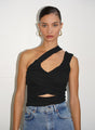 LNA - Amee Rib One Shoulder Top - Black