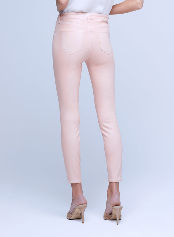 L’agence - Margot Mix Stitch coated Jean - Dusty Pink/ White contrast coated