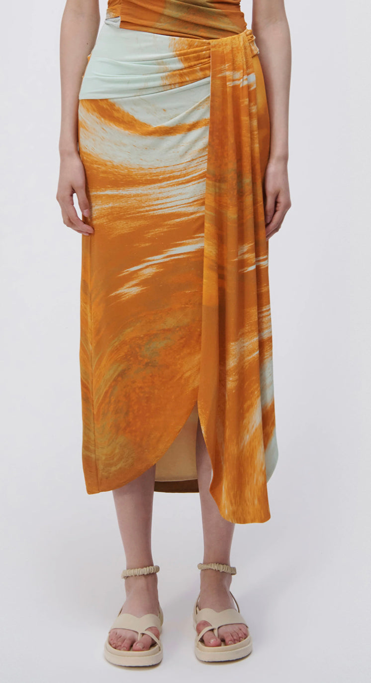 Jonathan Simkhai - Gwena Marble Print Skirt - Masala Marble Print
