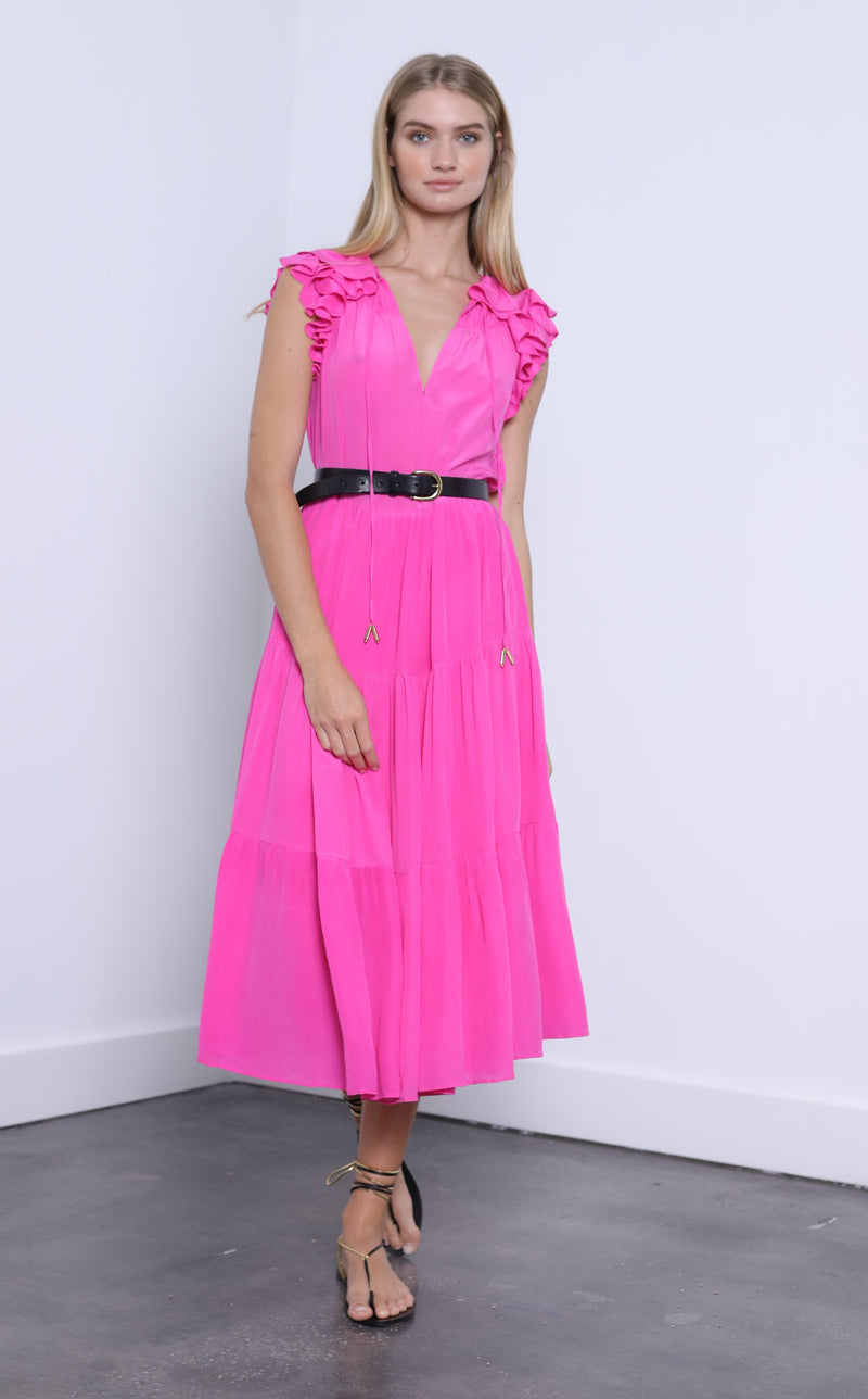 Karina Grimaldi - Sabrina Dress - Neon Pink