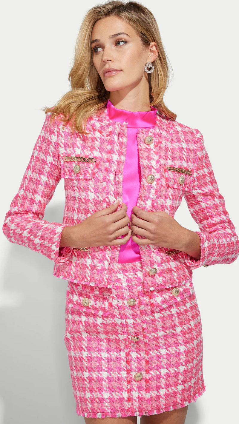Generation Love Kristen Tweed Jacket Xxs / Hot Pink