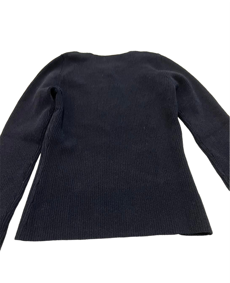 Autumn Cashmere - Rib Crew w/ Cut Outs - Navy