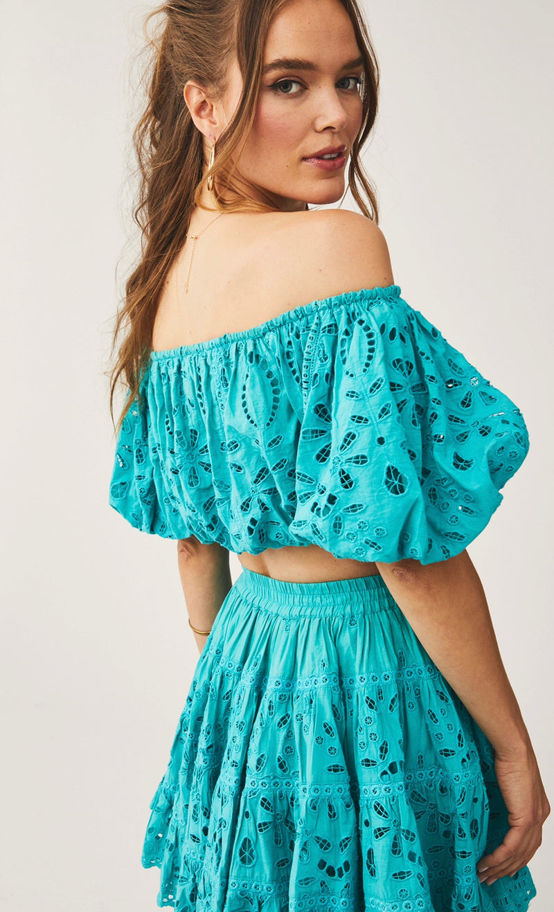 Rococo Sand - Moss Short Skirt - Turquoise