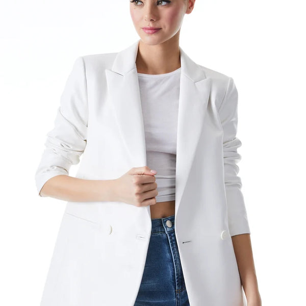 White leather outlet blazer