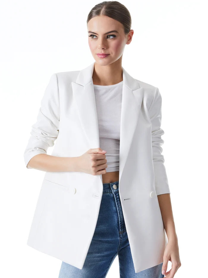 Alice + Olivia - Justin Vegan Leather Blazer - Soft White