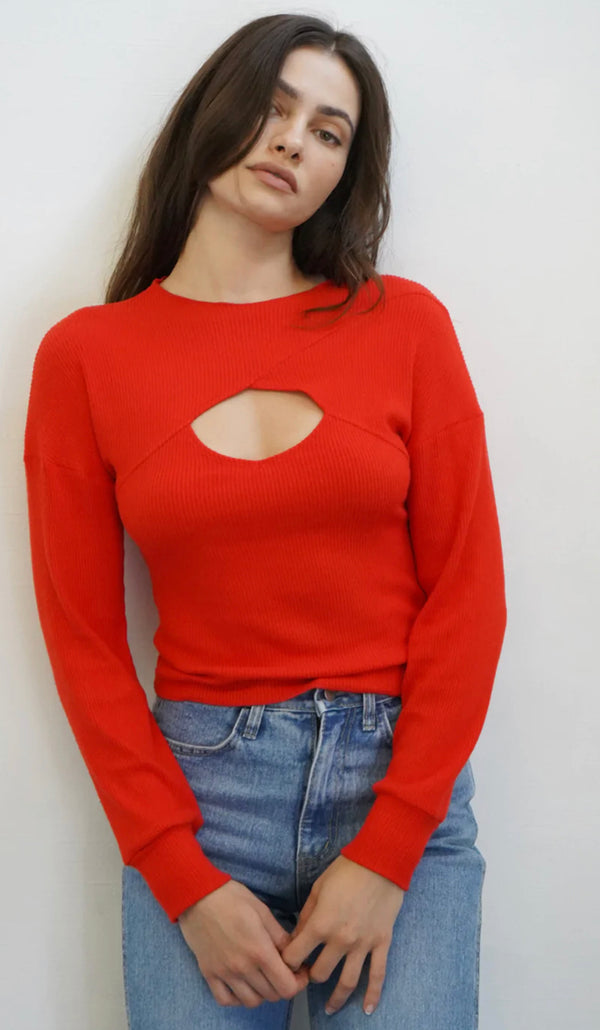 LNA - Cori Sweater Rib Top - Tomato