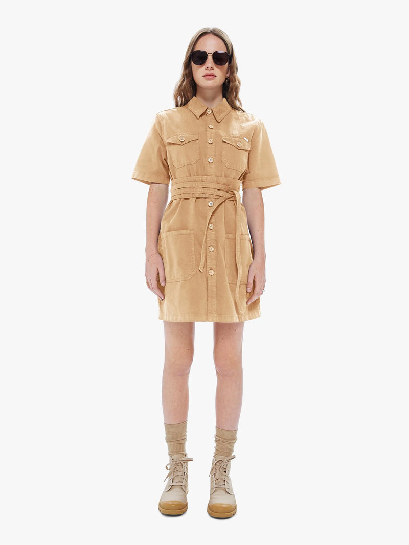 Mother - The Wrapped Up Mini Dress - Tan