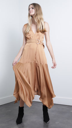 Karina Grimaldi- Rhoda Solid Maxi Dress - Pecan