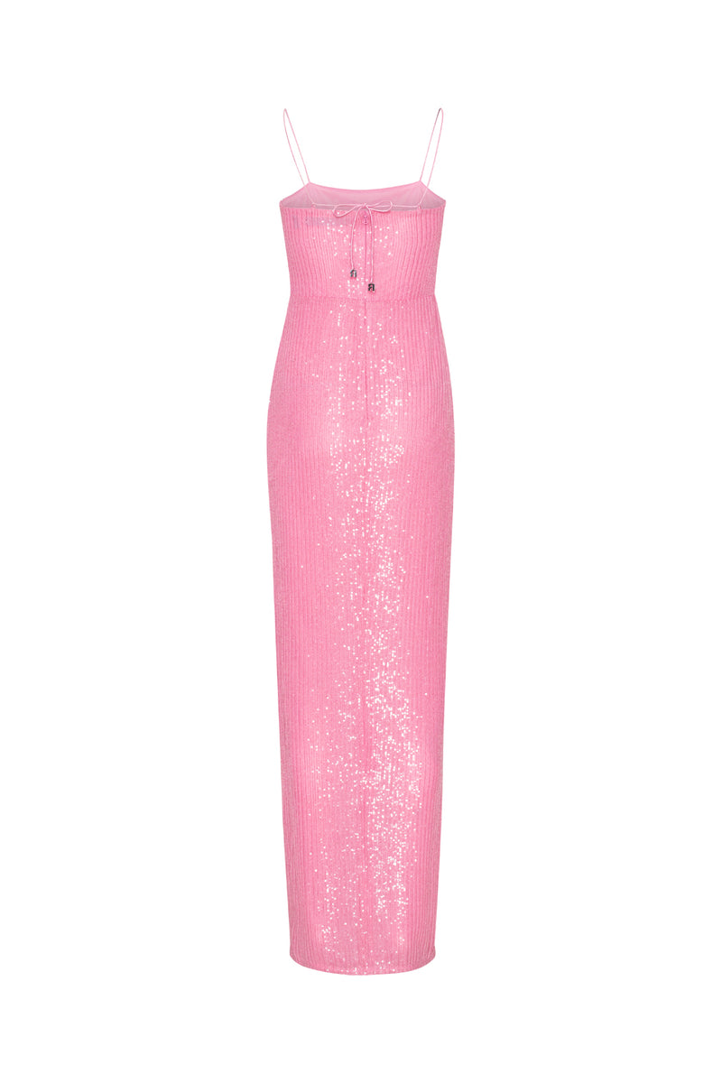 Rotate - Sequins Maxi Slit Dress - Begonia Pink