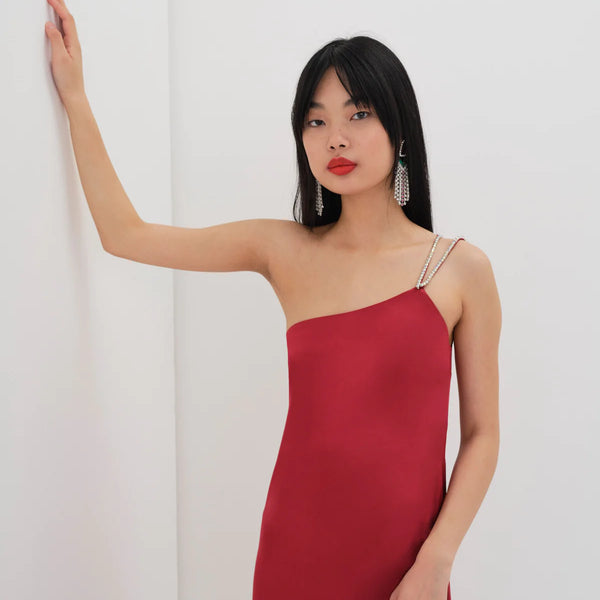 Third Form Horizon Knit Flare Out Slip Dress Pink/Red
