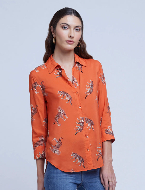L’agence - Camille Blouse - Golden Poppy Multi Panther Animal