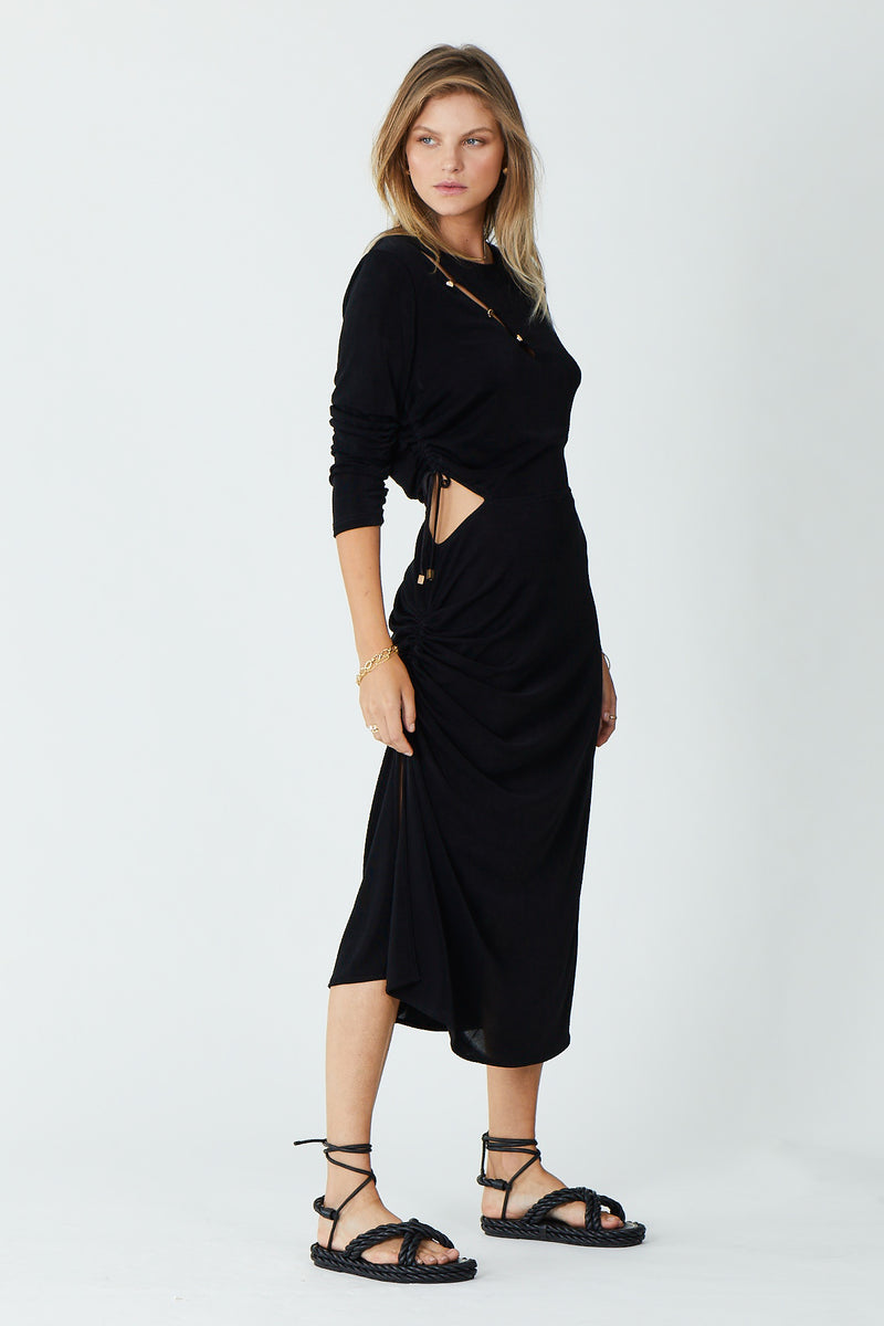 Suboo - Liz Rouched Jersey Midi Dress - Black