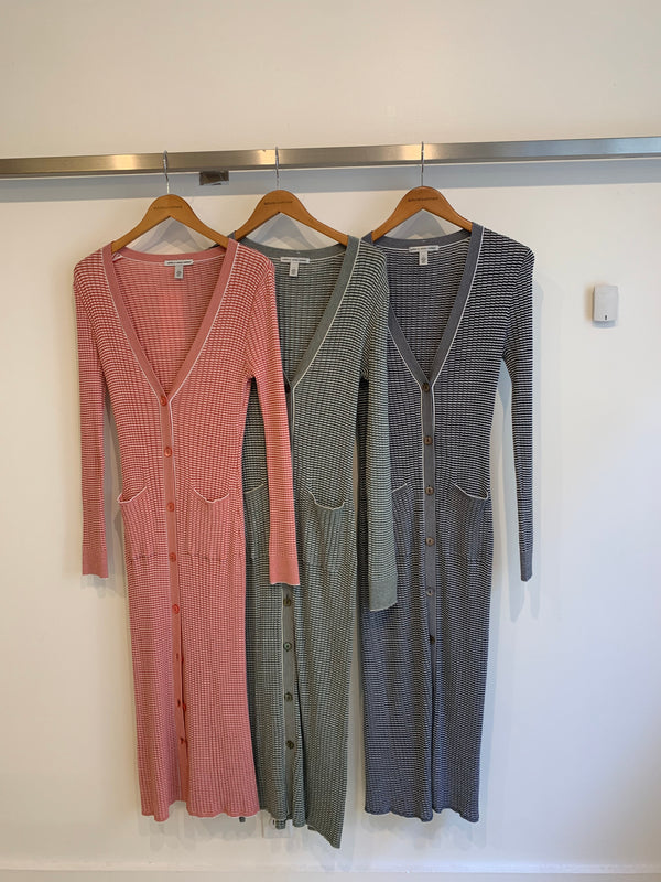 Autumn Cashmere - Feeder Stripped Ribbed Maxi Cardigan In Multiple Colors