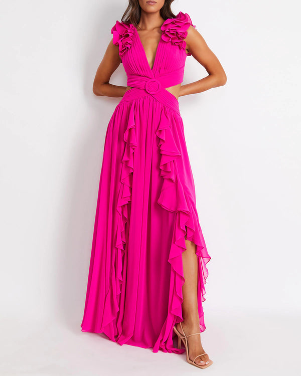 Patbo - Flutter Sleeve Maxi Dress In Multiple Colors