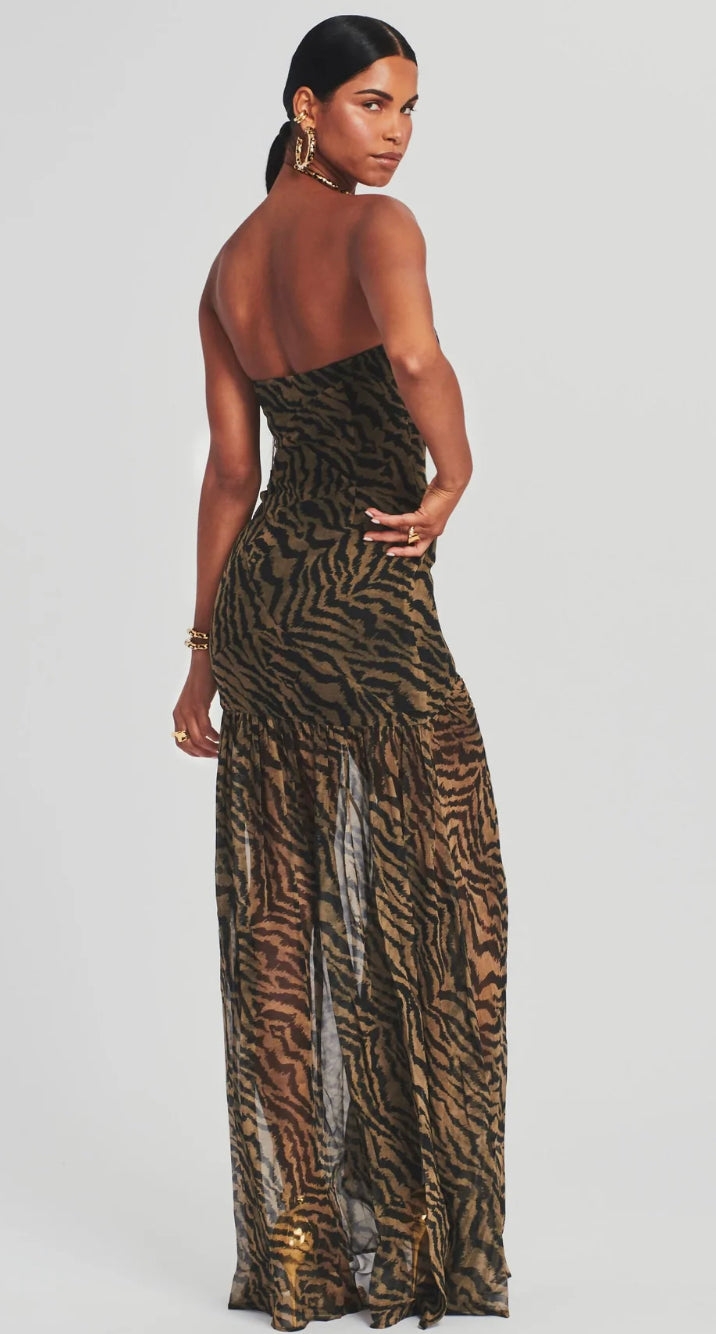 Retrofete - Nicole Silk Chiffon Dress - Tiger Stripe