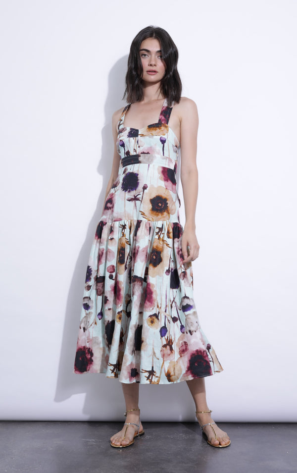 Karina Grimaldi - Serena Print Midi Dress - Mint Monet