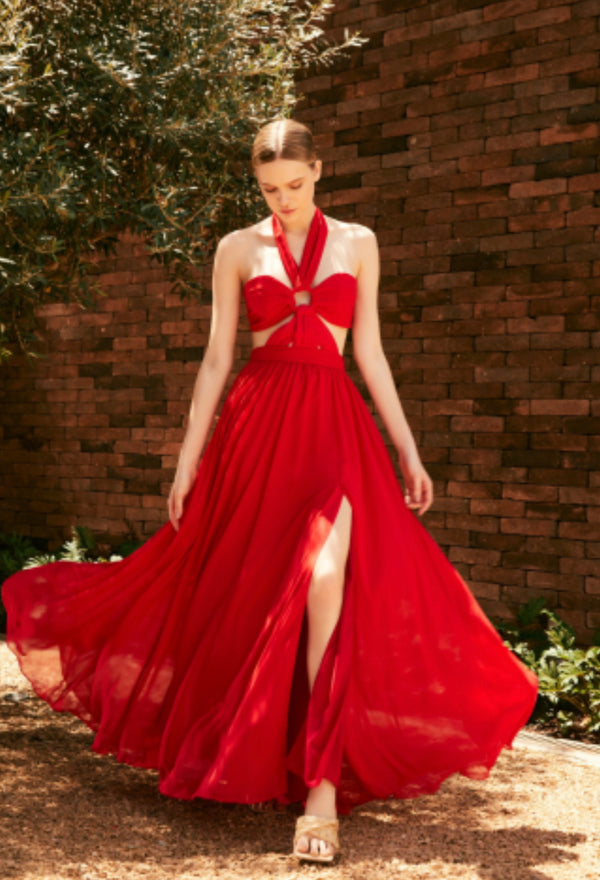 Patbo - Cutout Halterneck Maxi dress - Candy Red