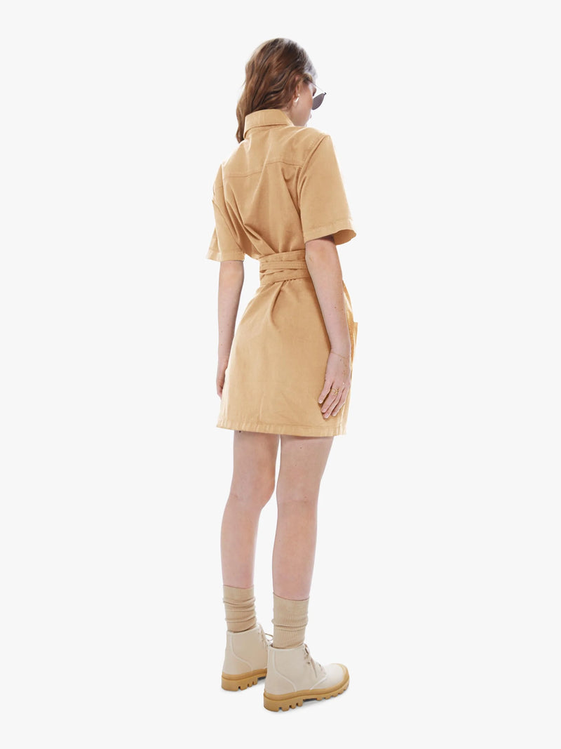Mother - The Wrapped Up Mini Dress - Tan