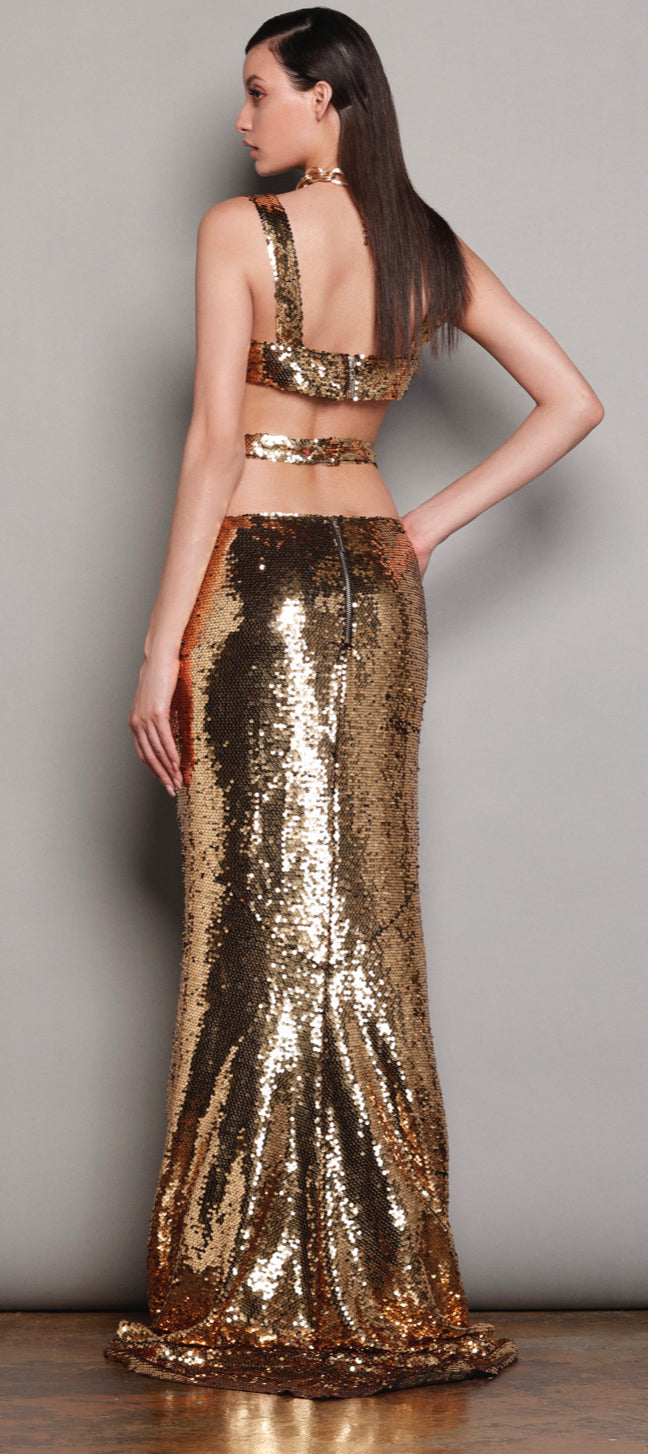 Bronx and Banco - Cleopatra Two Piece Gown - Gold