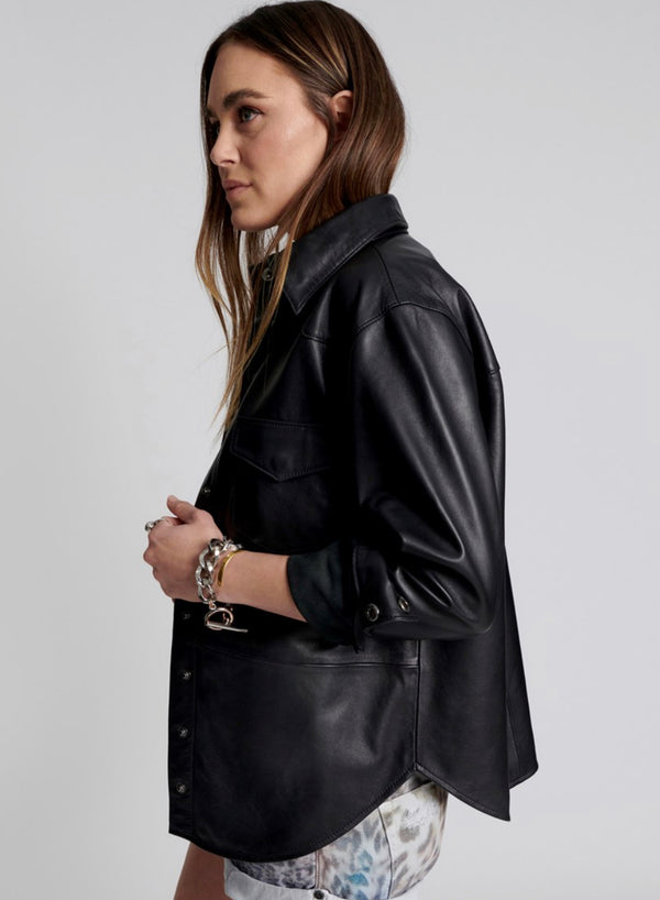 One Teaspoon - Aria Leather Oversized Shacket - Black