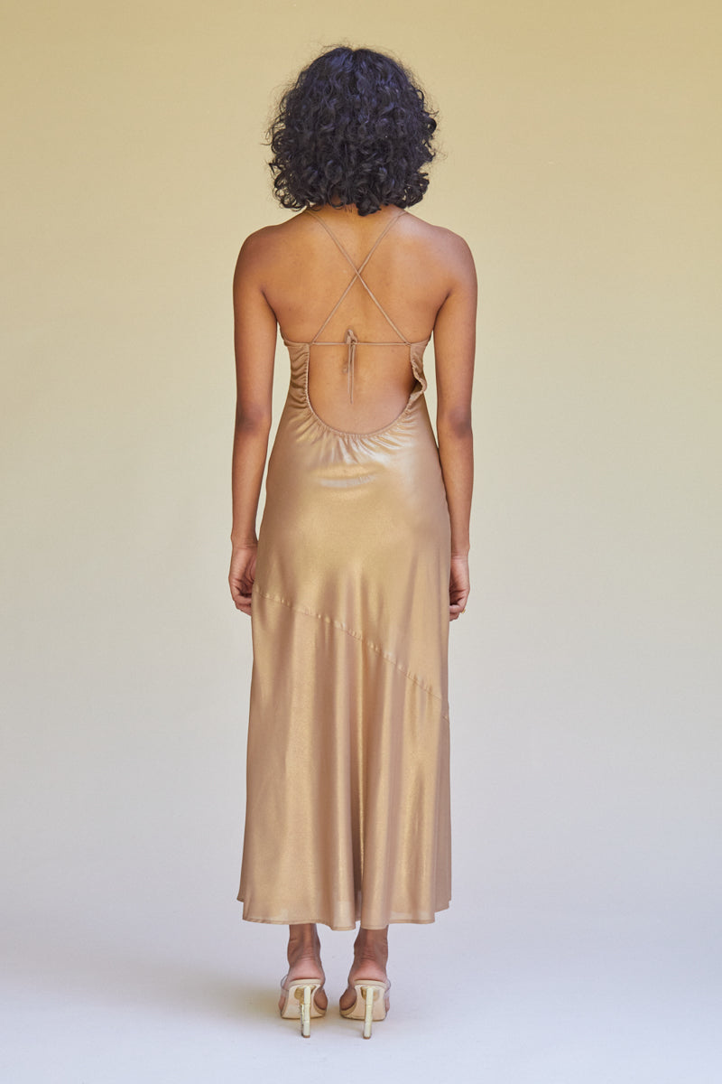 Suboo - Piper Key Hole Slip Dress W Gold Detailing - Bronze