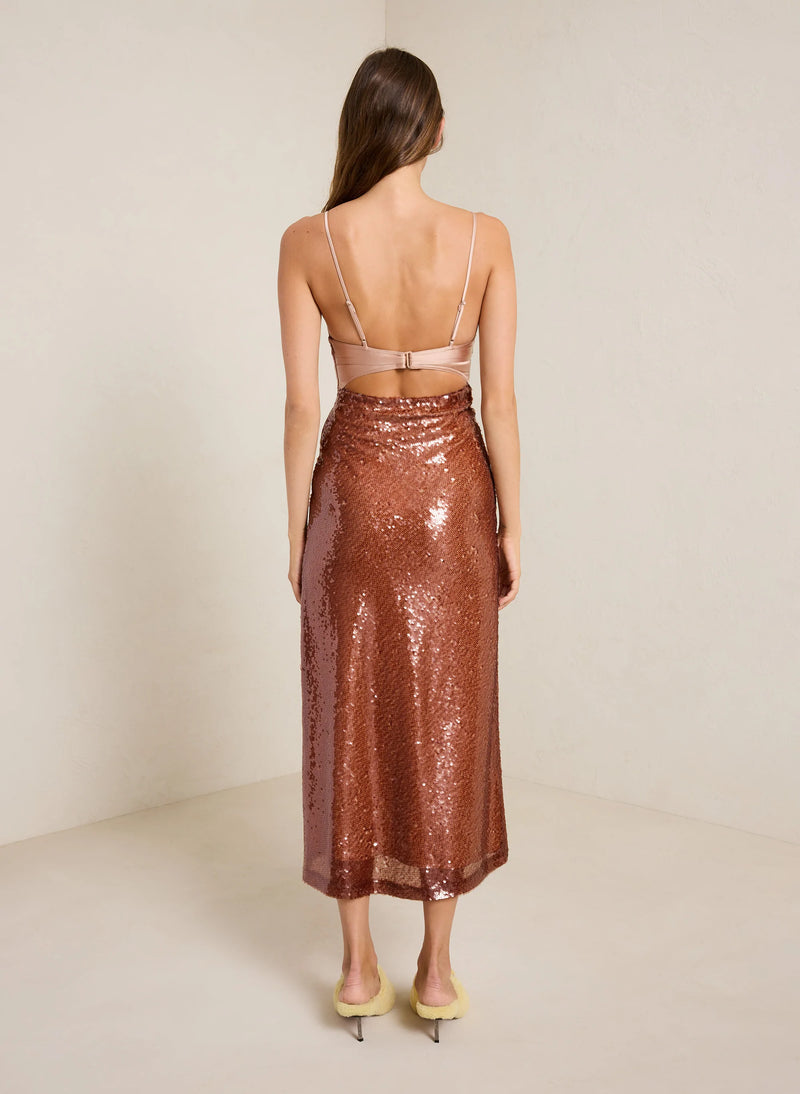 A.L.C - Gisele Sequin Midi Dress - Brown/Sirocco