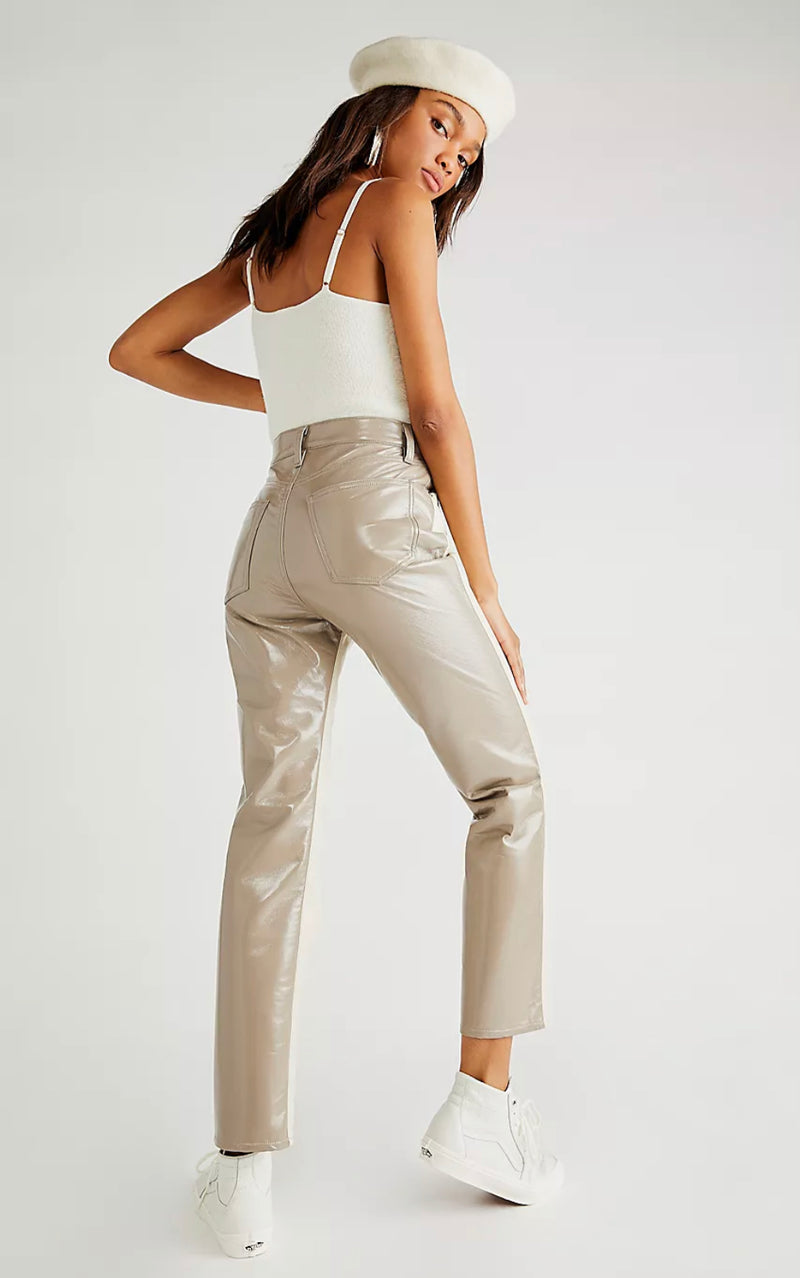Agolde - Paneled Recycled Leather Pants - Powder