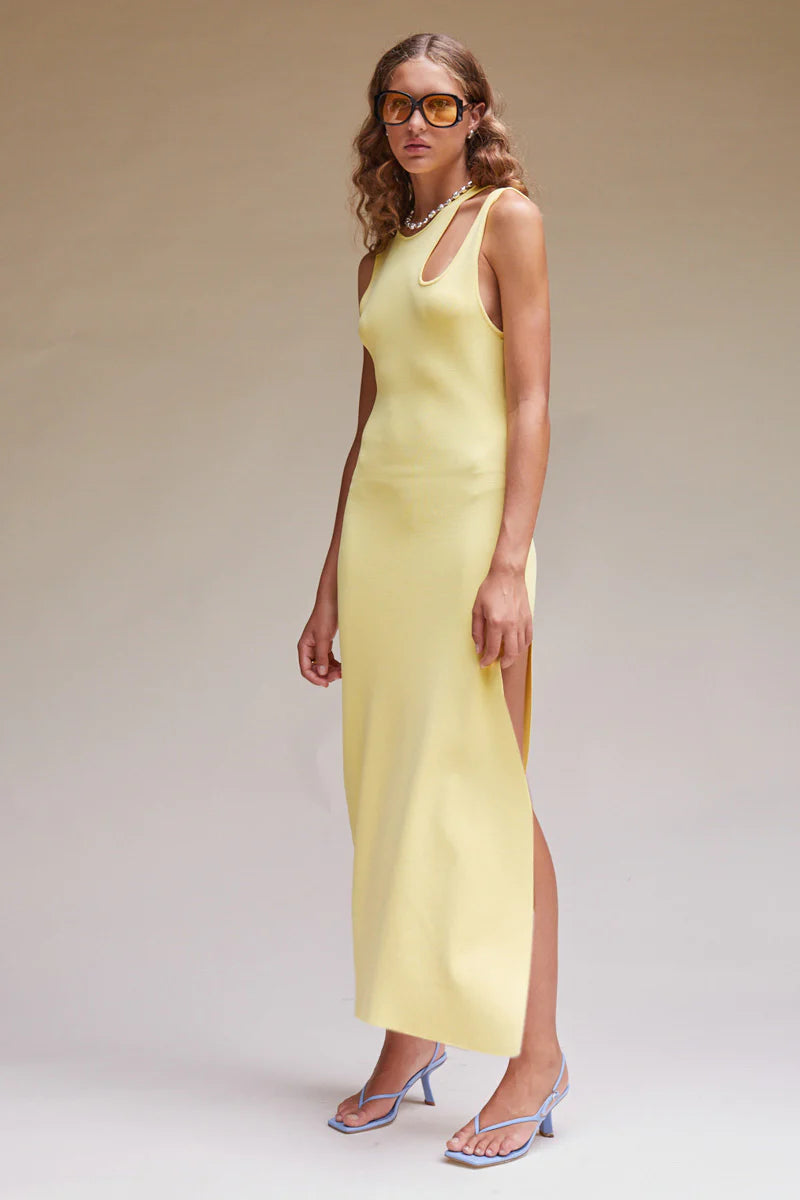 Suboo - Quinn Sleeveless Cutout Midi Dress - Lemon