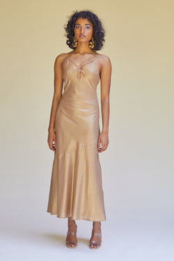 Suboo - Piper Key Hole Slip Dress W Gold Detailing - Bronze