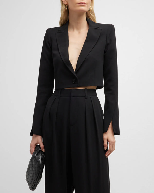 Alice + Olivia - Breann Long Fitted Cropped Blazer - Black