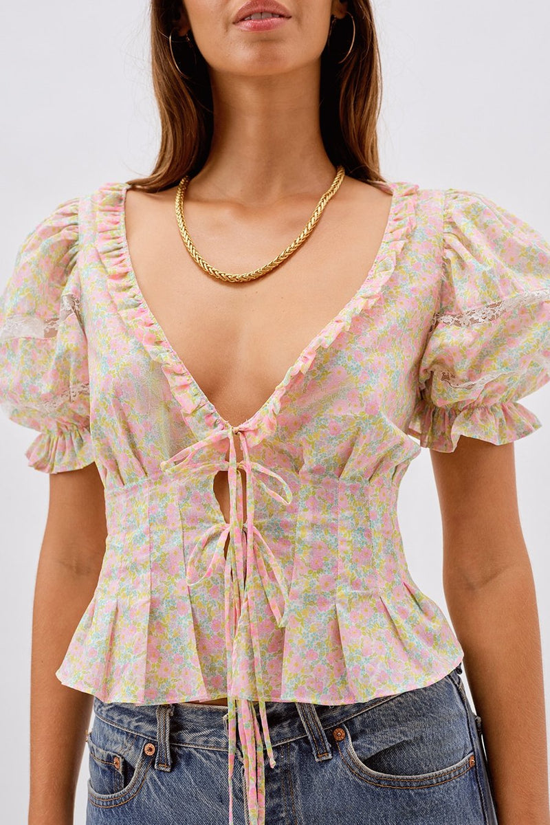 For Love & Lemons - Dani Blouse - Pink