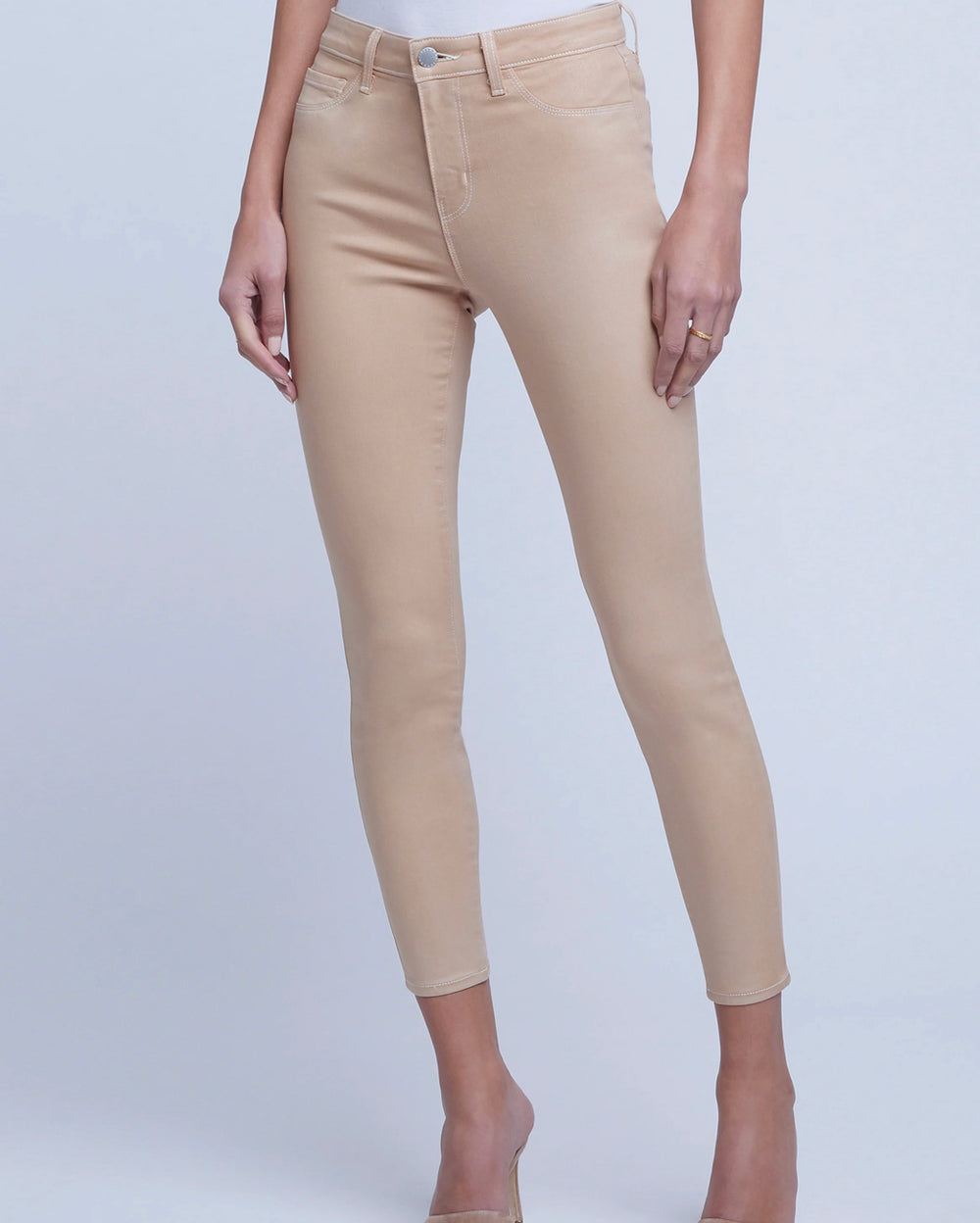 NWT L'AGENCE Margot Coated orders High-Rise Skinny Jegging Jeans Mocha Terracotta Nude