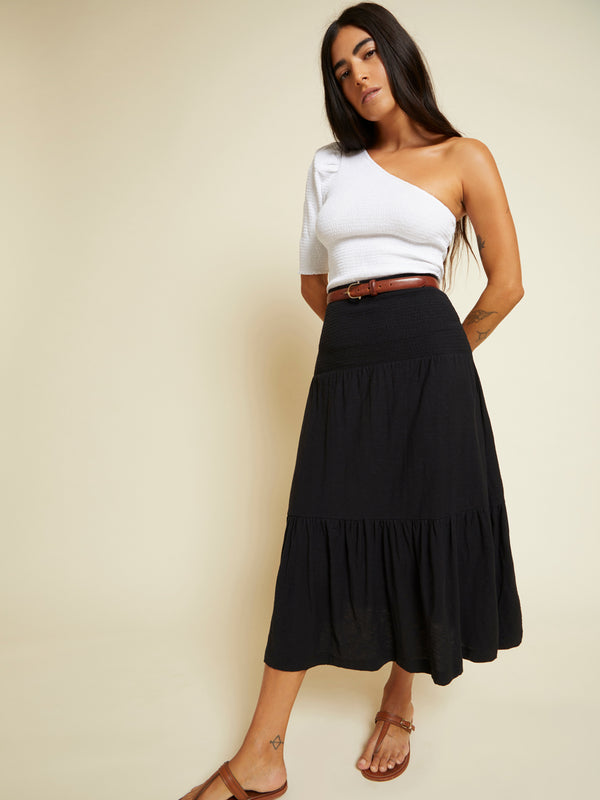 Nation Ltd- Nyla Smocked Midi Skirt - Black
