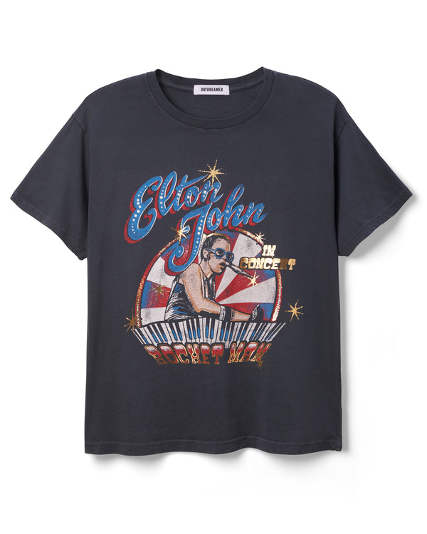 Daydreamer - Elton John Rocket Man Boyfriend Tee - Vintage Black