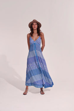 Poupette St. Barth - Long Dress Denise - Blue Batik Stripe