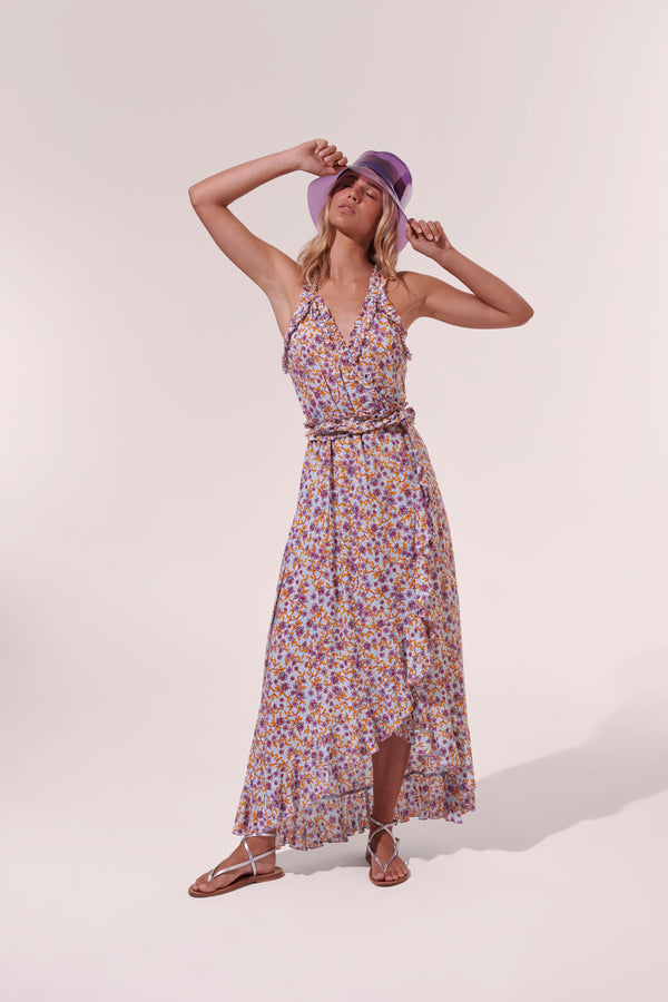 Poupette St. Barth - Long Dress Tamara - Aqua Blossom