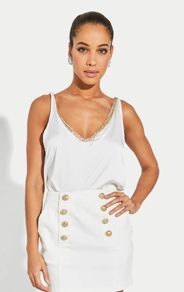 Generation Love - Madrid Crystal Chain Tank - White