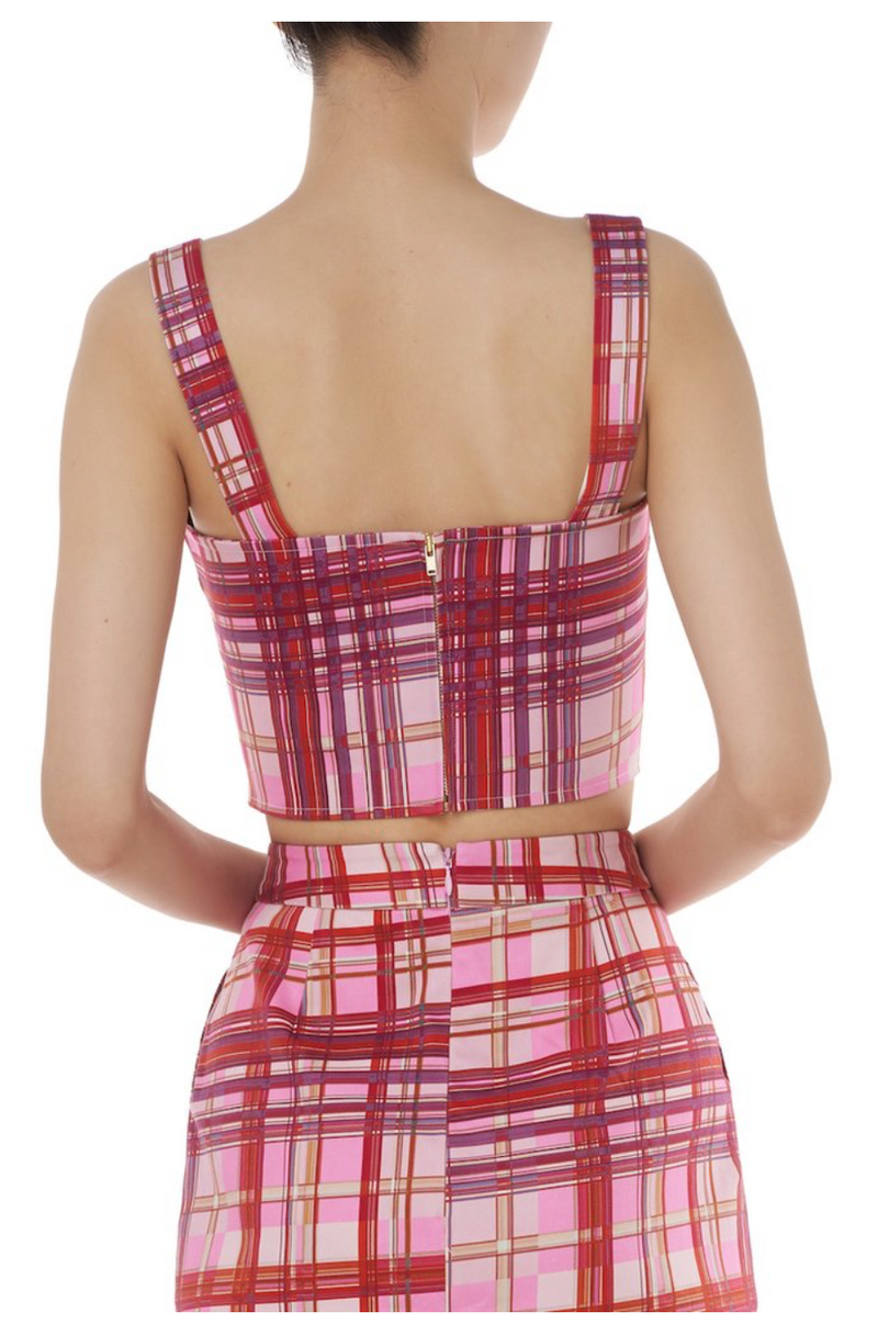 AMUR - Cropped Bustier - Red/Pink Plaid