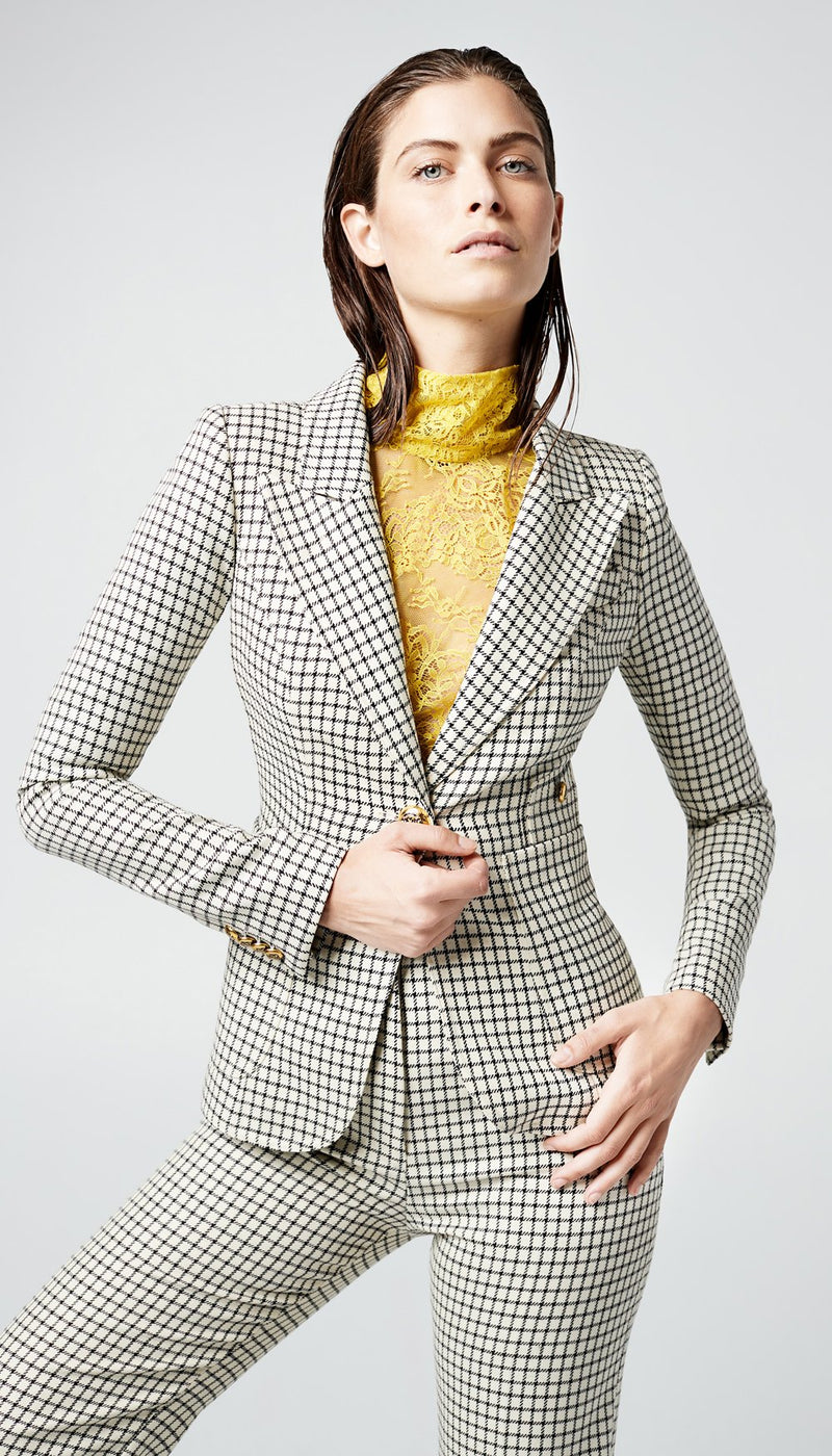 Smythe - Patch Pocket Duchess Blazer - Ivory/Black Grid